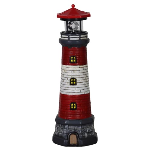 diceevil Phare solaire LED, hauteur 38 cm, étanche, à énergie solaire, avec phare rotatif, pour...