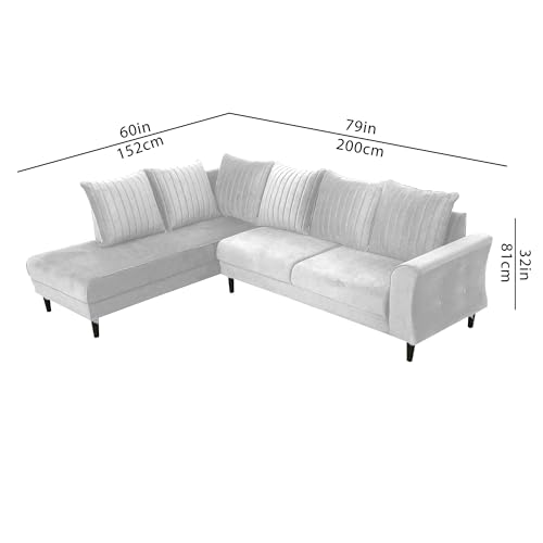 Image of Gratly LHS 4 Seater L Shape Sofa Set for Living Room (Grey Colour) Premium Fabric Sofa