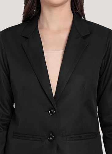 Image of ROCKSY Black Smart Casual Formal Blazer for Women, Regular Fit Stylish Blazer for Women