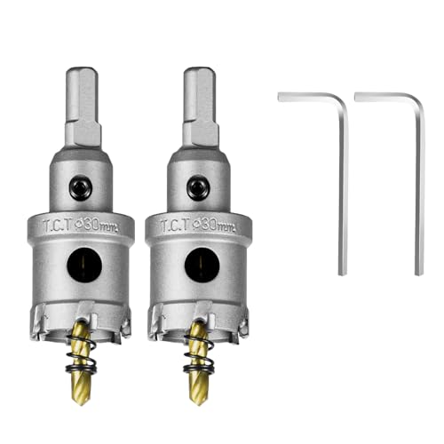 Image of SALI 1-3 /16 inch (30mm) TCT Hole Saw Kit Tungsten Carbide Tipped Hole Saw Drill Bit with Titanium-Plated Pilot Drill bit for Metal, Stainless Steel, Iron, Wood, Plastic 2pcs