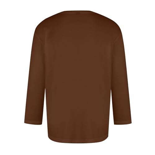 3/4 Sleeve Shirt Men Solid Color Crew Neck Baseball T-Shirts Casual Loose Fit Tees Three Quarter Sleeve Tops3