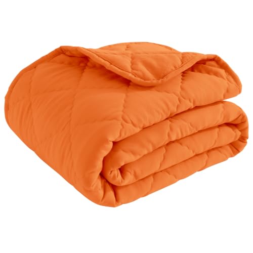 Image of BEDSUM Toddler Quilt 43x60, Microfiber Kids Quilt Toddler Bed, Orange | Lightweight Soft Comfort for Toddler Beds, Daycare, Preschool Naps, Boys Girls, Machine Washable All Season Toddler Comforter