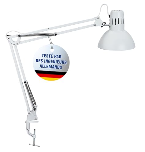 MAUL lampe de bureau MAULstudy en métal | Lampe LED professionnelle | Lampe à pince flexible pour le bureau, le salon et l'atelier | Haute qualité d'éclairage à LED...