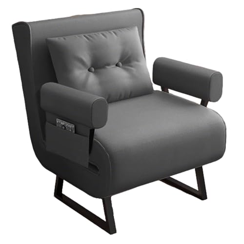 Sofá cama individual convertible lavable y extraíble, sillón plegable de tela para adultos, ideal para apartamentos y hoteles (gris, 185 x 85 x 26 cm)