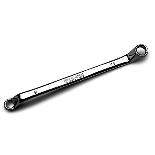 Capri Tools 9 x 11 mm 75-Degree Deep Offset Double Box End Wrench, Chrome