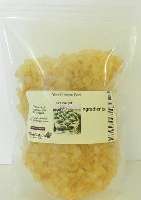 OliveNation Double Diced Candied Lemon Peel, Finely Chopped for Cooking, Baking, Edible Decoration, Non-GMO, Gluten Free, Kosher, Vegan - 8 ounces