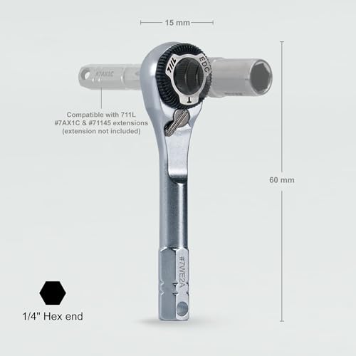 Image of 711L 1 /4 inch EDC Ratchet Wrench MK2 (Hex End w /Geared Thumb Wheel) - Accessory for Multitools with 1 /4 inch Hex Bit Adapters and Screwdriver Handles #7WE2A
