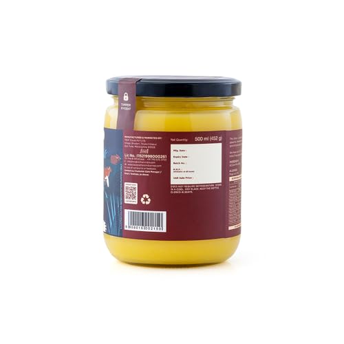 Image of Two Brothers Organic Farms -Desi Gir Cow Cultured Ghee (500ml) | Full Moon Cultured Cow Desi Ghee | Curd-Churned Bilona Ghee | Pure, Natural, and Healthy | India's Only Certified Grass-Fed Desi Gir Cow Ghee