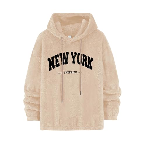 Men's Fuzzy Pullover Letter Graphic Printed Hoodie Embroidery Sweatshirts with Kangaroo Pocket2