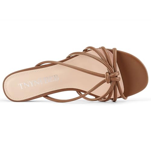Image of TNYNFBEB Womens Sandals Mules Low Kitten Heel Open Toe Shoes Slip-on Slingback Prom Party Dress Summer 1.4 Inches Heels
