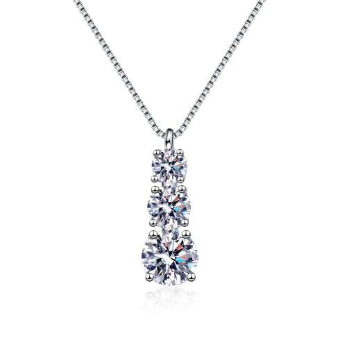 Trendy Moissanite Necklace for Women 1-1.8ct T.W. Dazzling Moissanite Diamond on a Sterling Silver Chain White Gold and Rhodium Plated, Birthday Gifts for Women - Main Image