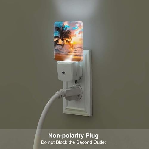 Image of Summer Sunshine Beach Night Light,Plug Into Wall Decor for Stairway,Hallway,Kitchen,Dusk to Dawn Sensor Nightlights for Boys /Girls /Women /Men Room Gifts