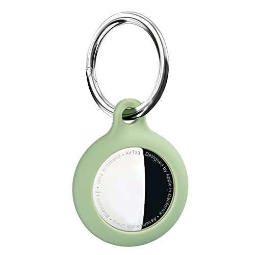 TICARVE Funda de silicona para remolque AirTag con soporte para AirTag resistente a los arañazos, funda protectora con llavero para Apple AirTags 2021 (Avocadogrün) Cover