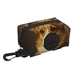 Pet Poop Bag Holder Pembroke Welsh Corgi Painting Soft Fabric Dispenser Pouch For Waste Bags With Zipper