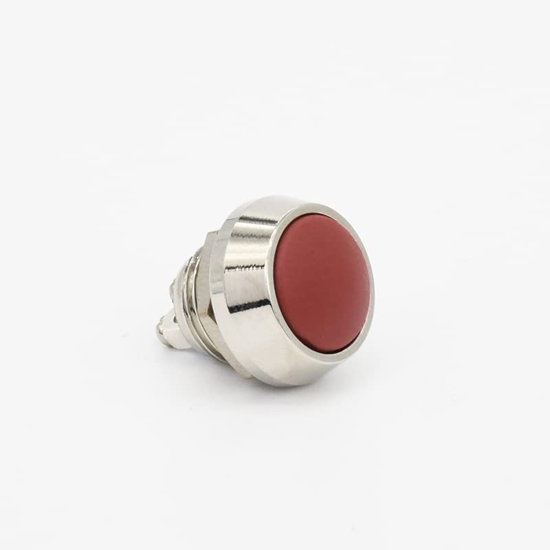 Bouton poussoir 12mm rotule en métal rouge finition haut de gamme