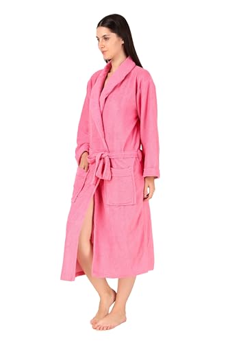 Image of Men's /Women Bath Robe | Full Sleeve Cotton Bathrobe | Soft, Light, Compact & Highly Water Absorbent - Suitable for Birthday /Anniversary /Diwali /Couple /wedding Gift | 250 GSM |Pink