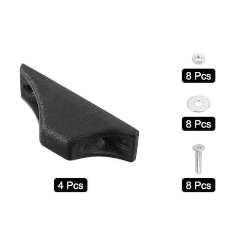 uxcell 4Pcs Luggage Replacement Pads, Plastic Luggage Stand Feet Stud, Suitcase and Travel Gear Bottom Side Accessories with with Screws, Nuts and Washers, Black (60x28x20mm)3