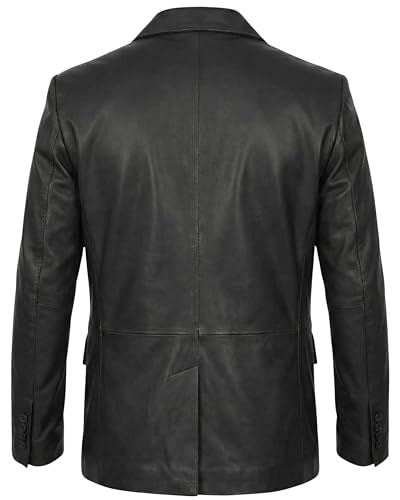 Image of Men's Leather Blazer - Lambskin Leather Blazer Men Genuine Leather Jacket Blazers - Men's Real Leather Sport Coat