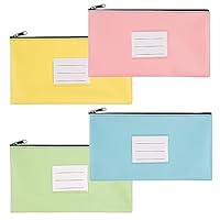 Banktasche, 4 Stück Geldtaschen Banktasche, Leder Bankmappe Geldscheintasche mit Reißverschluss und Fenster für Schule, Haushalt, Business (4 Farben B)