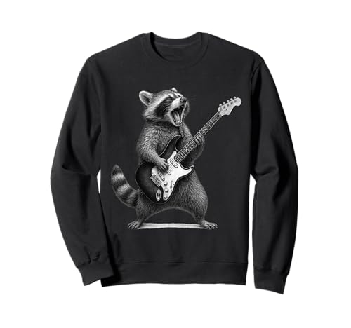Mapache Tocando Guitarra Rock Música Animal Lover Sudadera