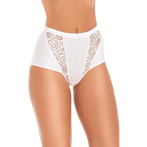Women's 3 Pack Cotton Stretch Maxi Lace Briefs (16, White) Cover