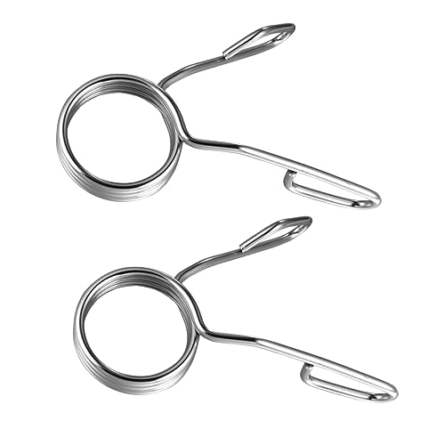 VANZACK Barbell Clamps 2pcs Spring Clamp Collar for Weightlifting Durable Steel Barbell Clips Easy to Use Silver Tone