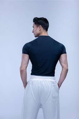 Image of COITONIC Men's Half Sleeve Compression T-Shirt - Athletic Base Layer for Gym, Sports & Fitness Training