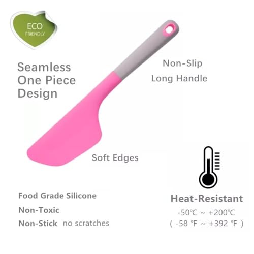 Image of Baskety Silicone Spatula Multipurpose Kitchen Baking Tool for Cake, Cream, Butter & Mixing Silicone Utensil (Dark Pink, Pack of 1)
