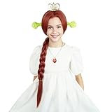 Probeauty Long Braid Reddish Wig for Girls, Princess Red Brown Movie Costume Wig with Crown for Kids Child Halloween Cosplay Party