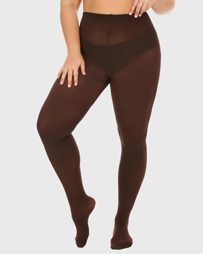 Image of DUCMODA Plus Size Tights for Women, Ultra Soft Solid Color Semi-Opaque Pantyhose, Nylon High Waist Stockings 1X 2X 3X 4X