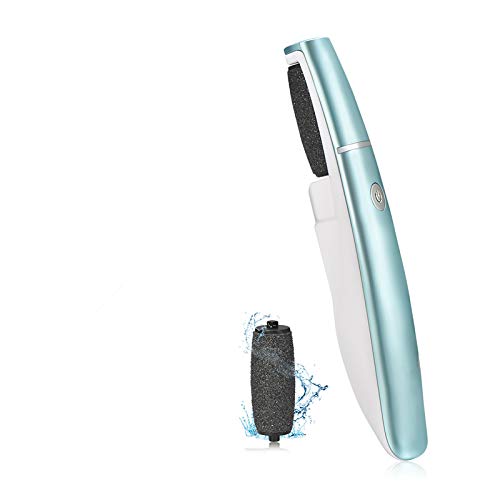 Electronic Foot File, Azakio Electric Callus Remover USB Rechargeable Pedicure Tools Callus Shaver with LED and 2 Roller Heads for Cracked Thick Dead Hard Skin (New Blue)