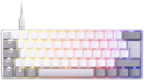 Corsair Clipper PRO MINI 60 SOCD Gaming-Tastatur mit Hall-Effekt – Weiß | Rapid-Trigger, 8000Hz, Einstellbare Betätigung, IP57 Wasser/Staub, Kabelgebunden, RGB, DE QWERTZ, für Wind