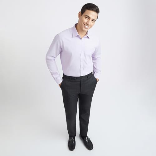 Image of Raymond Men Slim Fit Solid Pattern Pure Cotton Semi Cutaway Collar Full Sleeve Formal Shirt