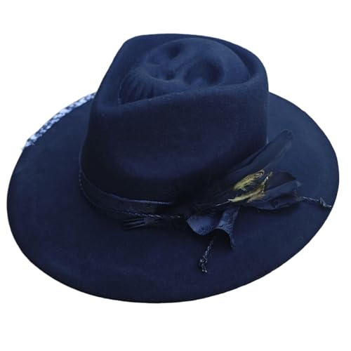 Chapeau fedora tête de mort en laine pour costume et déguisement