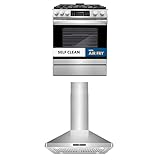 Cosmo 2-Piece Kitchen Package, 30" Gas Range with 5 Sealed Gas Burners 6.1 cu ft Oven and 30" Island Range Hood