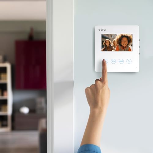 EURA VDP-52A3 ATIRA Video-Türsprechanlage Gegensprechanlage 4 Draht, 4,3-Zoll-Farbmonitor, 2 Eingänge, Wiess