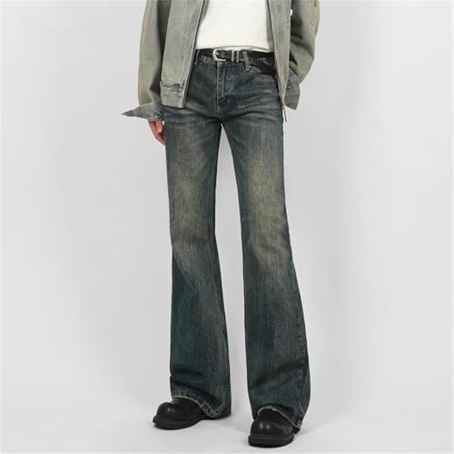 Men's Flared Jeans Straight Leg Design Solid Color High Street Denim Pants2