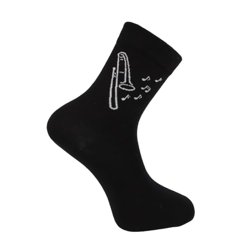 Musik-Socken mit eingewebter Posaune, Black&White-Edition, 1 Paar (DE/NL/SE/PL, Numerisch, 43, 45, Regular, Regular, schwarz)