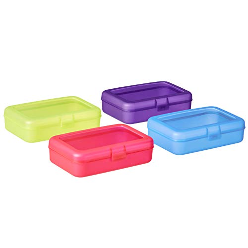 Amazon Basics boîtes à crayons, 4 pièces, Multicolore, Uni