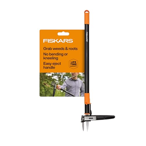 Fiskars 3-Claw Stand Up Weed Puller Tool, Gardening Weeder, Hand Weeding Tool with 39" Long Ergonomic Handle with Easy-Eject Mechanism