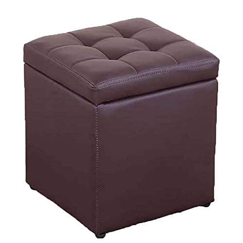 ISHEGREV Reposapiés con Cubo de Almacenamiento, Taburete de Cuero con Almacenamiento, Taburete portátil para pies, Asiento Acolchado tapizado - Taburete con reposapiés para Sala de Estar