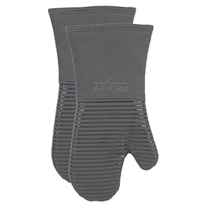 All-Clad Silicone Oven Mitts: Heat Resistant up to 500 Degrees - 100% Cotton & Silicone, 14"x7" Oven Mitt for Kitchen and Barbeque, 2-Pack, Pewter All Clad Silicone Oven Mitts Heat Resistant up to 500 Degrees 100 Cotton Silicone 14×7 Oven Mitt for Kitchen and Barbeque 2 Pack Pewter