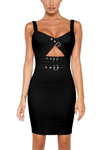 Hybrid & Company Womens Sleeveless Metal Bandage Dress Celebrity Party Bodycon Dress