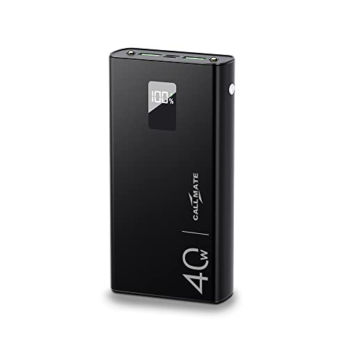 Image of CALLMATE 20000Mah Power Bank, 40W Charging with Type C Pd (Input & Output) | Led Lamp |Metal Body, 3 Output Ports and 2 Input | Digital Display (Black, Lithium Polymer), Black