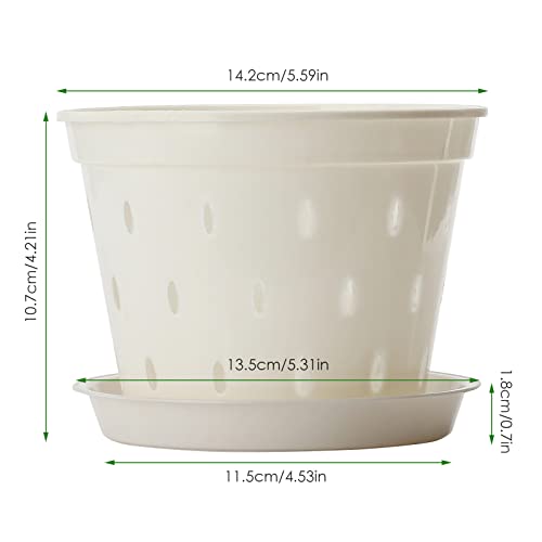 BestAlice 5 Pack Orchid Pots, 5.6 Inch with Holes and Saucers, Clear Plastic for Plant and Repotting Garden Planters for Home Office - Image 2