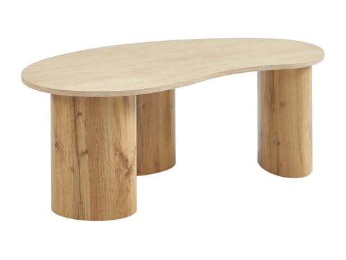 Vente unique Mesa de Centro de MDF   Efecto travertino Beige y Natural Claro   ALOZYA