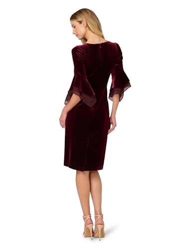 Image of Adrianna Papell Velvet Bell Sleeve Short Dress