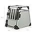 TRIXIE Hunde-Transportbox, Aluminium, S: 48 × 57 × 64 cm, hellgrau/silber, extra stabil, sicher, geräuscharm, mit rutschfester Liegematte, mit Klettleiste am Boden - 39340