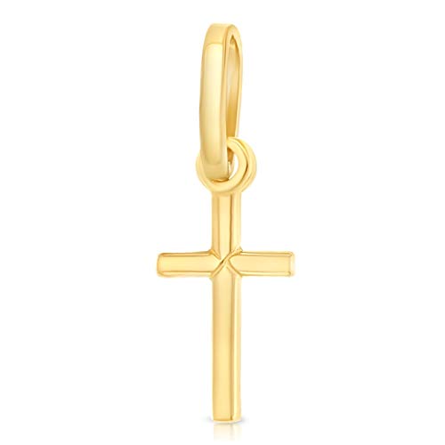 Ioka 14K Yellow Gold Plain Cross Pendant with 0.9mm Singapore Chain Necklace3