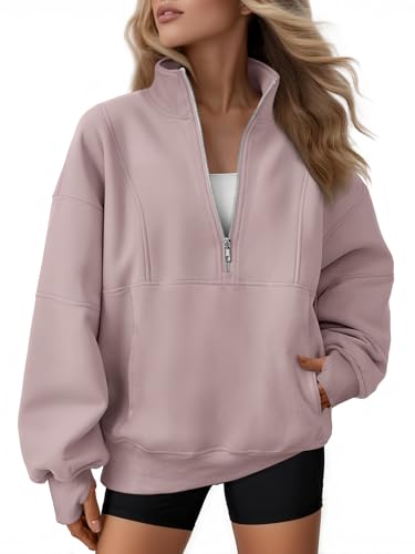 Image of AUTOMET Women's Quarter Zip Oversized Sweatshirt Fleece Mock Neck Pullover